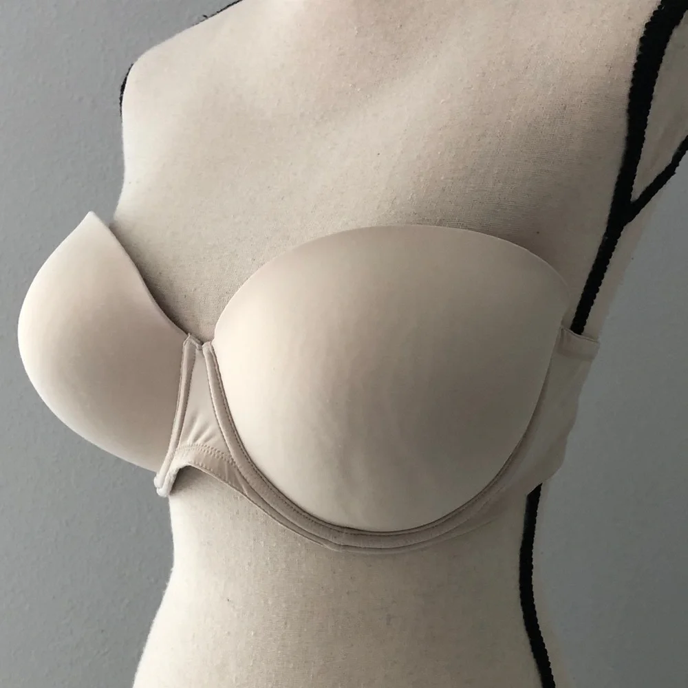 PINK VS Wear Everywhere Strapless Push-ups Cream Bra | 38D